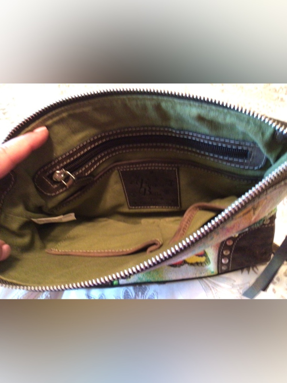 Firenze Bella Butterfly painted Leather Crossbody - Picture 7 of 8